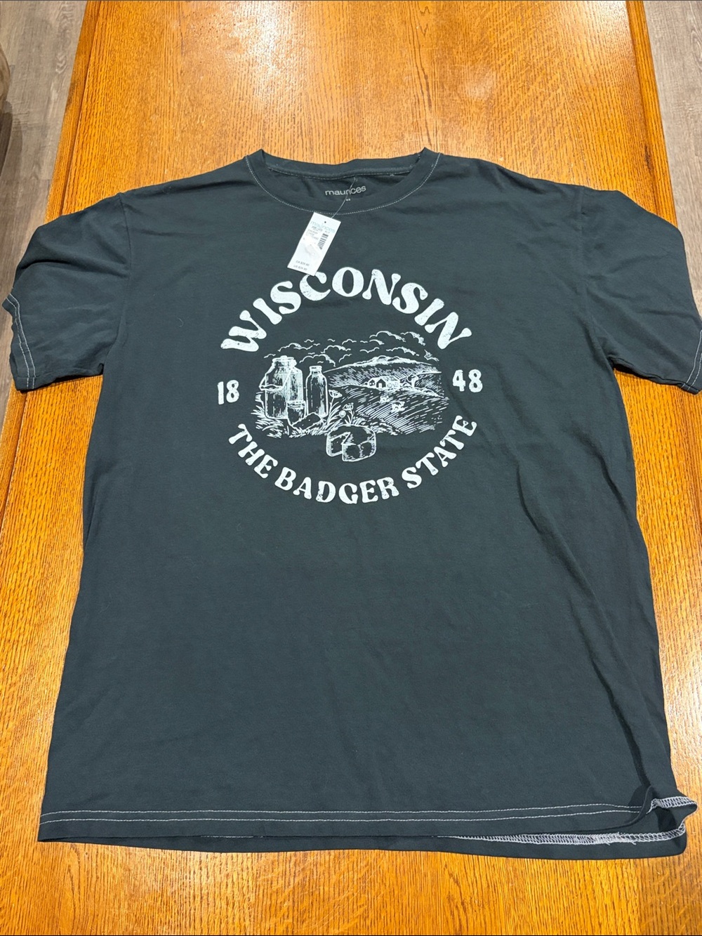 Maurices Black Short-Sleeve Wisconsin Graphic Tee